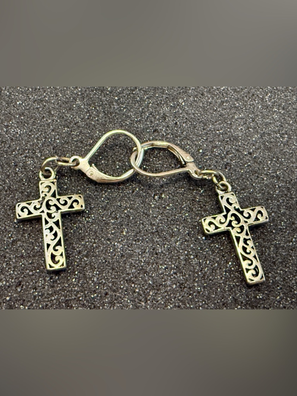 Cross Earrings Silver Religious Communion Dangle Hook Christian Statement Gift